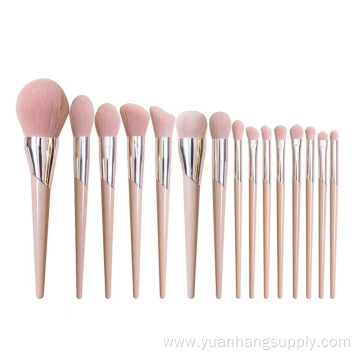 A set of 15 makeup brushes